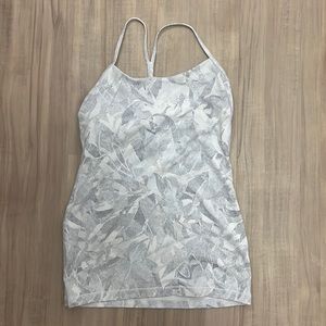 White pattern lululemon power Y tank top